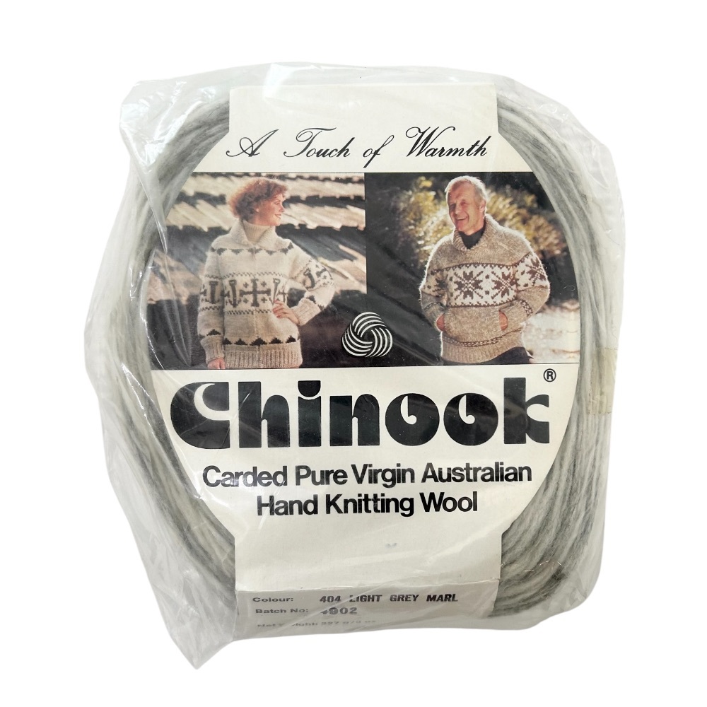 Chinook Carded Pure Virgin Australian Hand Knitting
Wool 404 Light Marl Grey